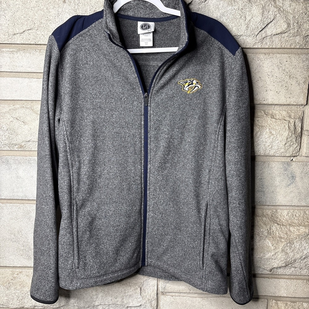 Nashville Predators Jacket Mens Medium Gray Blue Embroidered‎ Logo Full Zip